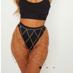 Gold Diamante Body Jewellery Skirt